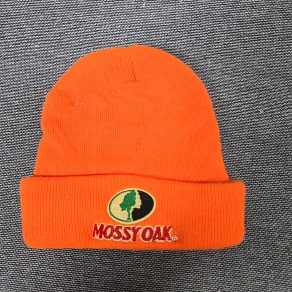 Mossy Oak Blaze Orange Beanie Hat Hunting High Visibility Knit Cuffed Cap Mens‎